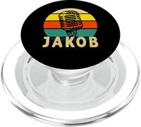 JAKOB Name Retro Microphone Music 80s Vintage for Men Kids PopSockets PopGrip for MagSafe