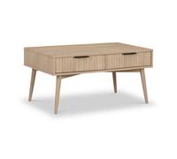 Jakob Oak 90Cm Grooved Coffee Table With Drawer - By Roseland Furniture