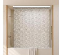 Jakooz Ceiling Mounted Rollup Bathroom Shower Curtain/Liner 56" Base - Up to 95" Long - Use for 9' Ceilings - Waterproof PEVA - Plastic Shower Curtains for Bathroom - No Rod, Hooks or Rings (Sparkle)