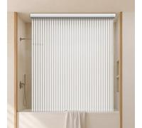 Jakooz Rollup Shower Curtain for Bathroom. Waterproof, 100% PEVA, Heavy Duty Shower Roller Blind Curtain for Bathtub. No rods, No Hooks, No Rings! (56"x95") (White Stripe)