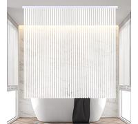 Jakooz Rollup Shower Curtain for Bathroom. Waterproof, 100% PEVA, Heavy Duty Shower Roller Blind Curtain for Bathtub. No rods, No Hooks, No Rings! (56"x95") (White Stripe)