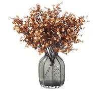 JAKY-Global Babys Breath Silk Artificial Flowers 6 Bundle Fake Plants Fall Stems Decorations for Home Decor Bouquets DIY Garden (Dark Brown White 6 Pieces)
