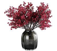 JAKY-Global Babys Breath Silk Artificial Flowers Bulk 12pcs for Fall Decor Fake Flower Bouquet Bulk for Home Kitchen Indoor Bouquet Floral Arrangement Table Centerpieces Party Decor(Dark Red 12pcs)
