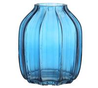 JAKY Global Elegant Blue Glass Vase H20cm Large Tall Table Centerpiece for Home or Office Decor Stunning Glass Vase for Flowers Perfect for Farmhouse(Blue 20cm)