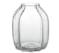 JAKY-Global Large Clear Glass Vase Ribbed Tall Clear Vase Flower Vase 21cm Decorative Vases for Home Table Centerpieces Flowers Decor and Farmhouse, H-21CM