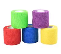 Jalan 2" x 5 Yards Self Adherent Cohesive Bandage, Pet Vet Tape Wrap bulk stretch Tape for Wrist, Ankle Sprains & Swelling, Assorted Color Pack of 5 (Random Colors)