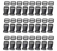 Jalan 48Pcs 25mm Side Release Plastic Buckle with Tri-glide for Luggage Straps, Pet Collar, Backpack Repairing, Webbing, Tent - No Sewing Needed! Black
