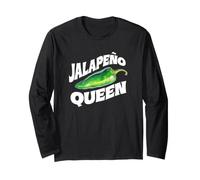 Jalapeno Queen, Hot Jalapeño Pepper Lover, Retro Style Long Sleeve T-Shirt