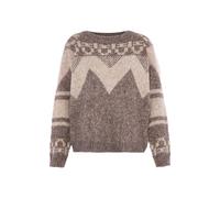 Jalene Women's Crew Neck Pullover with Geometric Print Blue Size XL/XXL Sweater, Light Brown