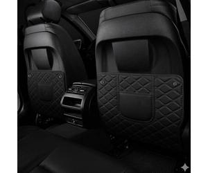 JALILAN 2PCS Car Seat Back Protectors for Honda Civic VIII Hatchback 5D 2006-2011 Diamond Quilted PU Leather Anti-Kick Mats Waterproof Rear Seat Storage Organiser,Black