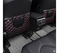JALILAN 2PCS Car Seat Back Protectors for Skoda Fabia Hatchback 4 (IV) I 2021-2024 Diamond Quilted PU Leather Anti-Kick Mats Waterproof Rear Seat Storage Organiser,Red