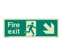 Jalite Fire Exit Down Right Sign - Progress Down to the Right 439T - Rigid PVC