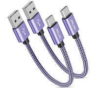 JALIXI Short USB-C Cable 30CM, Fast Charging Nylon for iPhone 16/15 Pro Max, Samsung Galaxy S24-S23-S22-S10-S9, A55-A54-A53-A35-A25-A15-A14, Car Charger, Android Auto, Purple
