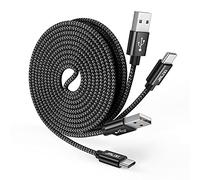 JALIXI USB C Cable 3M 2Pack, Long PS5 Controller Charger Cable Fast Charging, 3A Type C Lead Braided Wire for Samsung Galaxy S23 S22 S21 A55 A35 A25 A15, Playstation 5, Xbox Series X/S, Black