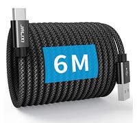JALIXI USB C Cable 6M Fast Charge, Extra Long PS5 Controller Charger Cable Nylon Braided for Playstation 5 Controller, Samsung Galaxy Tab A7 A8, S10 S23 S24 A55, Black