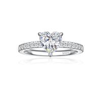 JALOKIVI 1.2 Carat 925 Sterling Silver Heart Cut Hidden Halo Cubic Zirconia Engagement Rings for Her Size 4-10, 7.5, Sterling Silver, Cubic Zirconia