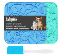Jalopink Silicone 2Packs Lick Mats for Cats and Dogs, Slow Feeder Pads with 60 Strong Suction Cups for Boredom and Anxiety Relief (Blue+Green, S-1)