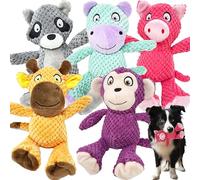 JALOUSIE 5 Pack Squeaky Plush Toys Assortment Value Bundle Puppy Pet Mutt Squeak Toy for Medium Large Dogs Made Tough for Aggressive Chewers