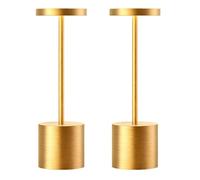 JALVDE Cordless Table Lamps Rechargeable - Outdoor Portable LED Table Light 5000mAh Battery Operated Lamp 3 Color Stepless Dimming with Memory Function for Restaurant Dining Patio 2Pack Gold