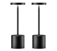 JALVDE Cordless Table Lamps Rechargeable - Outdoor Portable LED Table Light 5000mAh Battery Operated Lamp 3 Color Stepless Dimming with Memory Function for Restaurant Dining Patio 2Pack Black