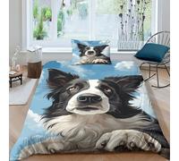 JALYKA Border Collie 3D Printed Duvet Cover Set 3 Pieces Bed Duvet Set Soft Easy Care with Zipper Closure，Pillowcases for Kids Girls Boys Adults Bedroom Single（135x200cm）