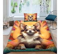 JALYKA Chihuahua Dog 3D Printed Quilt Cover 3 Pieces Bedspread Soft Microfiber with Zipper Closure，Pillowcases for Kids Girls Boys Adults Bedroom Single（135x200cm）