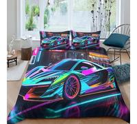 JALYKA Colorful Sports Car Duvet Cover Set 3D Printed Bedding Quilt Cover Set 3 Pieces Soft Microfiber with Zipper Closure for Teens And Adults Comforter Cover with Pillowcases Double（200x200cm）