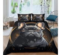 JALYKA French Bulldog 3D Printed Quilt Cover Set 3 Pieces Bed Duvet Set Soft Microfiber with Zipper Closure,Pillowcases for Kids Girls Boys Adults Bedroom King(220x240cm)