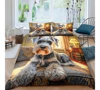 JALYKA Miniature Schnauzer 3D Printed Duvet Cover Set 3 Pieces Bedding Soft Microfiber with Zipper Closure,Pillowcases for Teens And Adults Double(200x200cm)