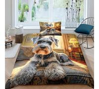 JALYKA Miniature Schnauzer 3D Printed Duvet Cover Set 3 Pieces Bedspread Soft Microfiber with Zipper Closure，Pillowcases for Teens And Adults Single（135x200cm）