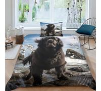 JALYKA Newfoundland Dogs 3D Printed Quilt Cover 3 Pieces Bedding Set Soft Easy Care with Zipper Closure，Pillowcases for Teens And Adults Single（135x200cm）