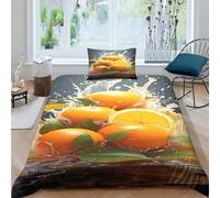 JALYKA Orange 3D Printed Duvet Cover Set 2 Pieces Bedding Set Soft Easy Care with Zipper Closure,Pillowcases for Teens And Adults Single(135x200cm)