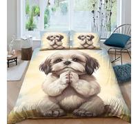 JALYKA Shih Tzu 3D Printed Duvet Cover Set 3 Pieces Bed Duvet Set Soft Microfiber with Zipper Closure,Pillowcases for Kids Girls Boys Adults Bedroom Double(200x200cm)