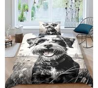 JALYKA Universal Terrier 3D Printed Quilt Cover 3 Pieces Bedspread Soft Microfiber with Zipper Closure，Pillowcases for Teens And Adults Single（135x200cm）