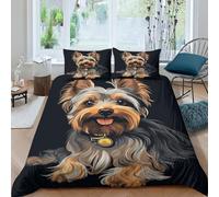 JALYKA Yorkshire Terrier 3D Printed Duvet Cover Set 3 Pieces Bedding Set Soft Easy Care with Zipper Closure，Pillowcases for Kids Girls Boys Adults Bedroom Double（200x200cm）