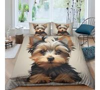 JALYKA Yorkshire Terrier 3D Printed Duvet Cover Set 3 Pieces Bedding Soft Microfiber with Zipper Closure，Pillowcases for Teens And Adults Double（200x200cm）