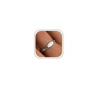 JALZEMPL Birth Flower Signet Ring for Women Tarnish Statement Dainty 14K Gold Plated Silver Size 6-10 Mother's Day Birthday Gifts for Mom Grandma Jewelry