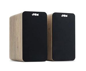 Jam Bluetooth Bookshelf Speakers - Compact, Mains Powered Dual Speaker System, Aux-in Function, Wireless Turntable Speakers, 4" Driver, High Definition Amplifiers, Richer Bass (Dark Wood)