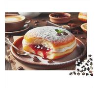 Jam Doughnut Cozy Coffee Time 1000 Piece Jigsaw Puzzle Paper Jigsaw Puzzle for Adults Scene Leisure Stress Relief Home Decor Gift 38x26cm/1000pcs