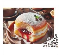 Jam Filled Doughnut 1000 Piece Jigsaw Puzzle Paper for Adults Coffee Dessert Scene Relaxation Focus Home Gift 38x26cm/1000pcs