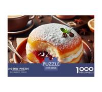 Jam Filled Doughnut 1000 Piece Jigsaw Puzzle Paper Puzzle for Adults Breakfast Coffee Scene Relaxation Focus Home Decor Gift 38x26cm/1000pcs