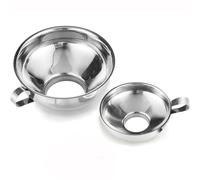 Jam Funnel 2 Pack Canning Funnels Stainless Steel Kitchen Wide Mouth Funnel Set Easy Fill Funnels with Handle for Transferring Fluid Oil Powder Beans Jam(14.7cm, 10cm)