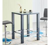 jam high gloss bar table square glass top in grey