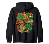 JAM-IRISH Half Jamaican Half Irish Lion Shamrock Streetwear Zip Hoodie