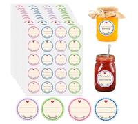 Jam Jar Labels, 200 PCS Waterproof Food Label Stickers Self Adhesive Easy Peel Writeable Stickers for Glass Jars, Food Containers & Kitchen