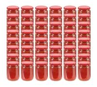 Jam Jars 230ml Red Lid 48pcs Glass Wide Mouth 6.5cm Dia x 9cm Preserve Bulk Pack