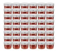 Jam Jars with Silver Lids 110ml, 48 Pieces Glass Mason Jars Storage Jar for Honey, Spread, Syrup and Food Storage in Kitchen and Pantry