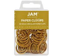 JAM PAPER Circular Paper Clips - Round Paperclips - Gold - 50/Pack