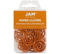 JAM PAPER Circular Paper Clips - Round Paperclips - Orange - 50/Pack