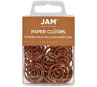 JAM PAPER Circular Paper Clips - Round Paperclips - Rose Gold - 50/Pack